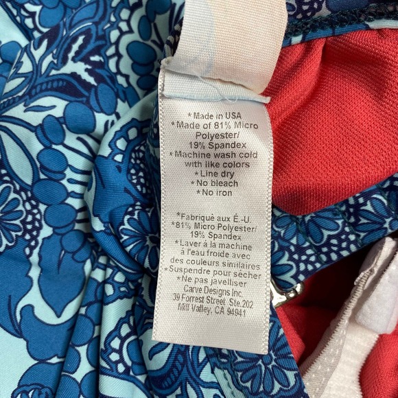 TITLE NINE Carve Design Blue Floral One-Piece Bathing Suit Size Medium Swim - Picture 4 of 12